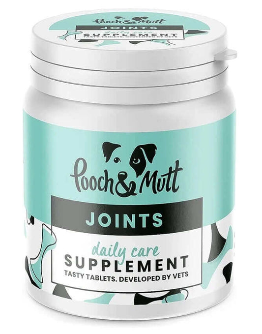 Pooch & Mutt Joints Daily Care Supplement for Dogs, Tasty Tablets Developed by Vets, Green and White Packaging